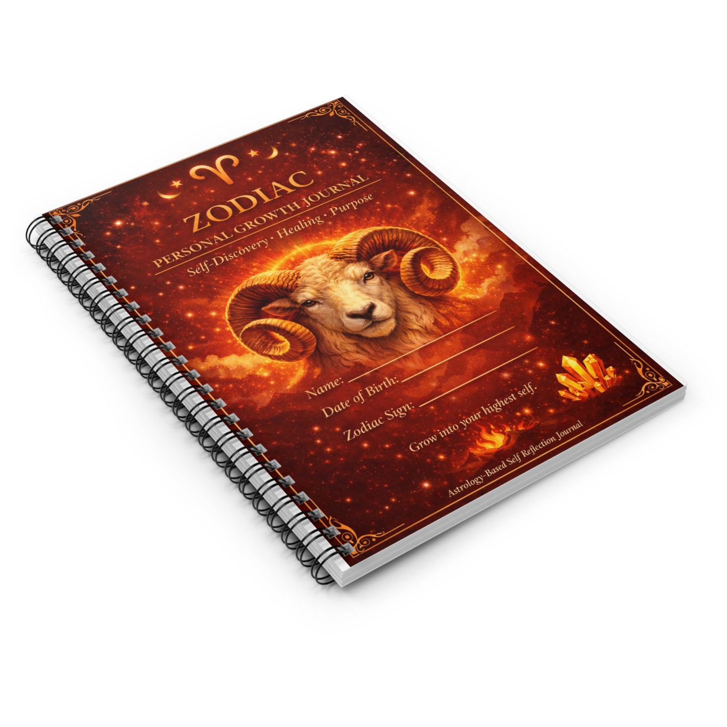 Zodiac Aries Personal Growth Journal — Spiral Notebook for Self-Discovery & Healing