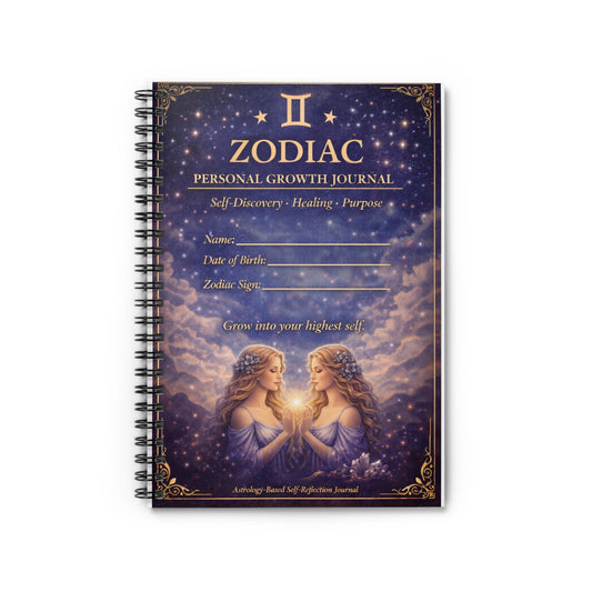 Zodiac Personal Growth Journal — Ruled Spiral Notebook for Self-Discovery & Healing