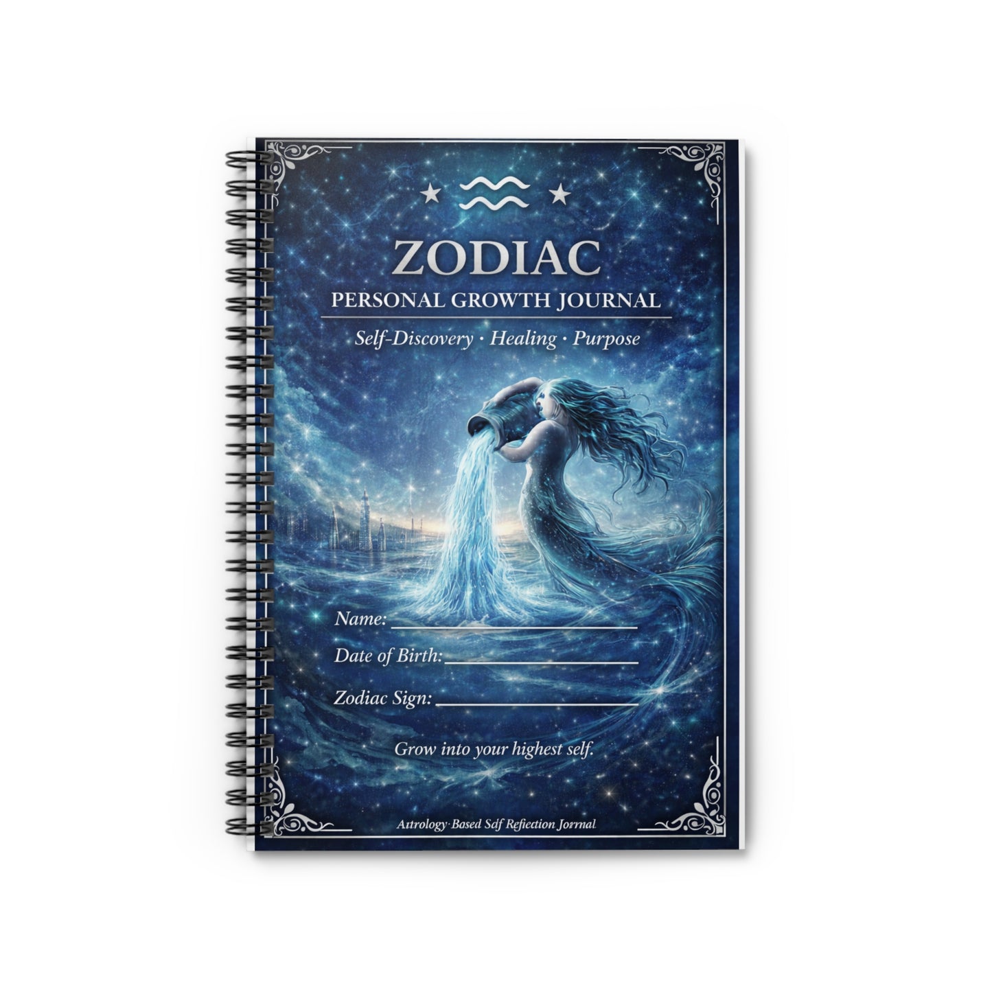 Zodiac Personal Growth Journal — Ruled Spiral Notebook for Self-Discovery & Healing