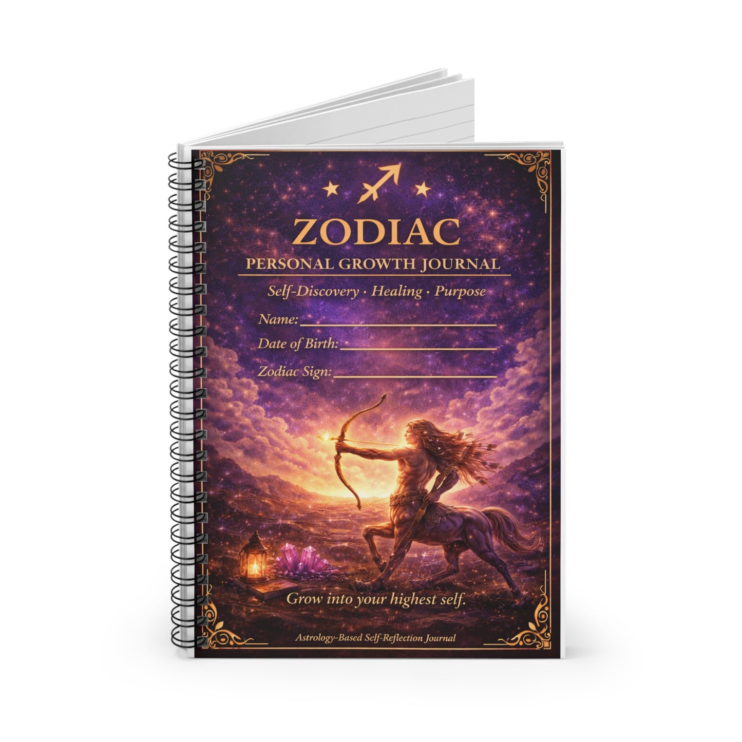 Zodiac Personal Growth Journal — Sagittarius Archer Spiral Notebook