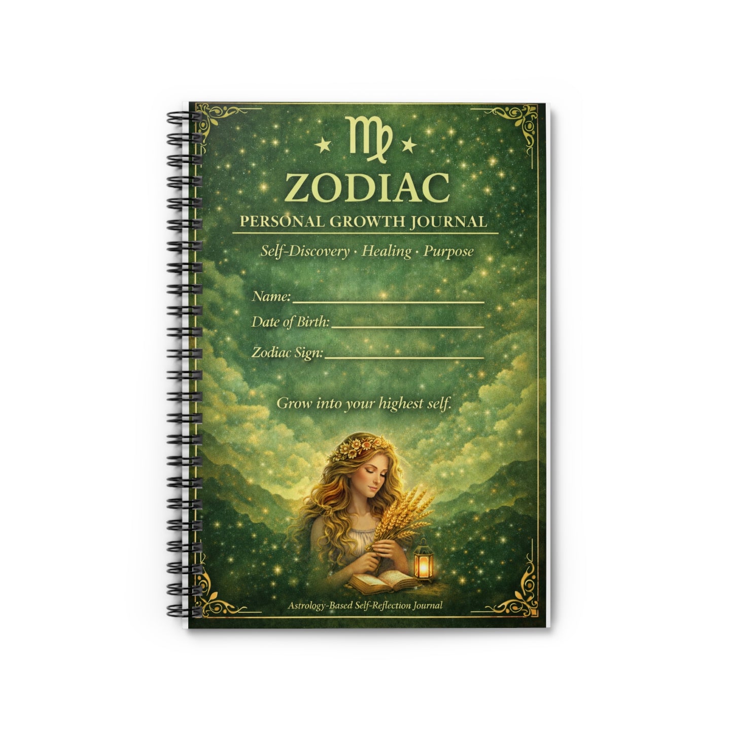 Zodiac Personal Growth Journal — Virgo Astrology Spiral Notebook (Ruled)