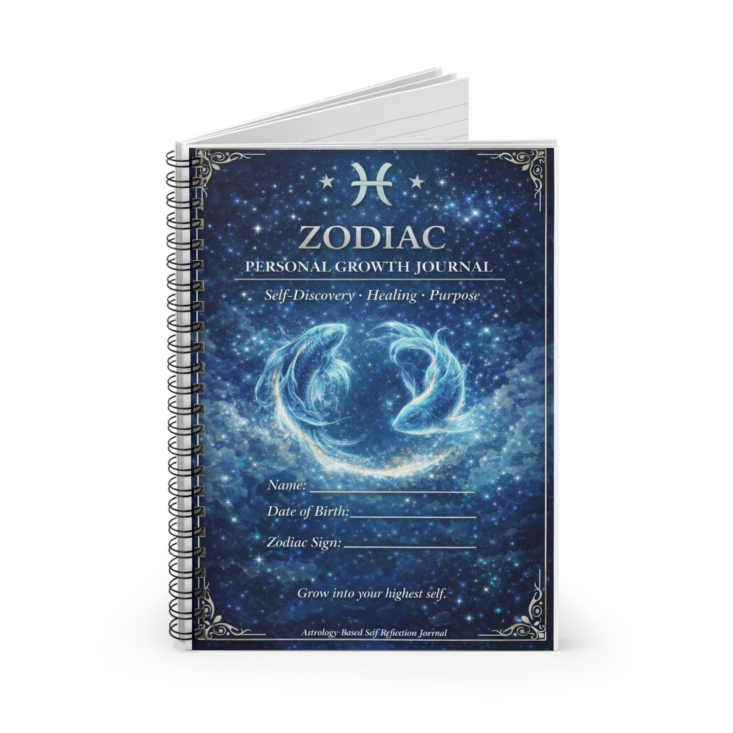 Zodiac Personal Growth Journal — Pisces-Themed Spiral Notebook (Self-Discovery & Healing)