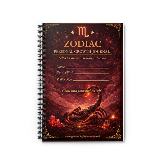Scorpio Zodiac Personal Growth Journal – Ruled Spiral Notebook for Self-Discovery & Healing
