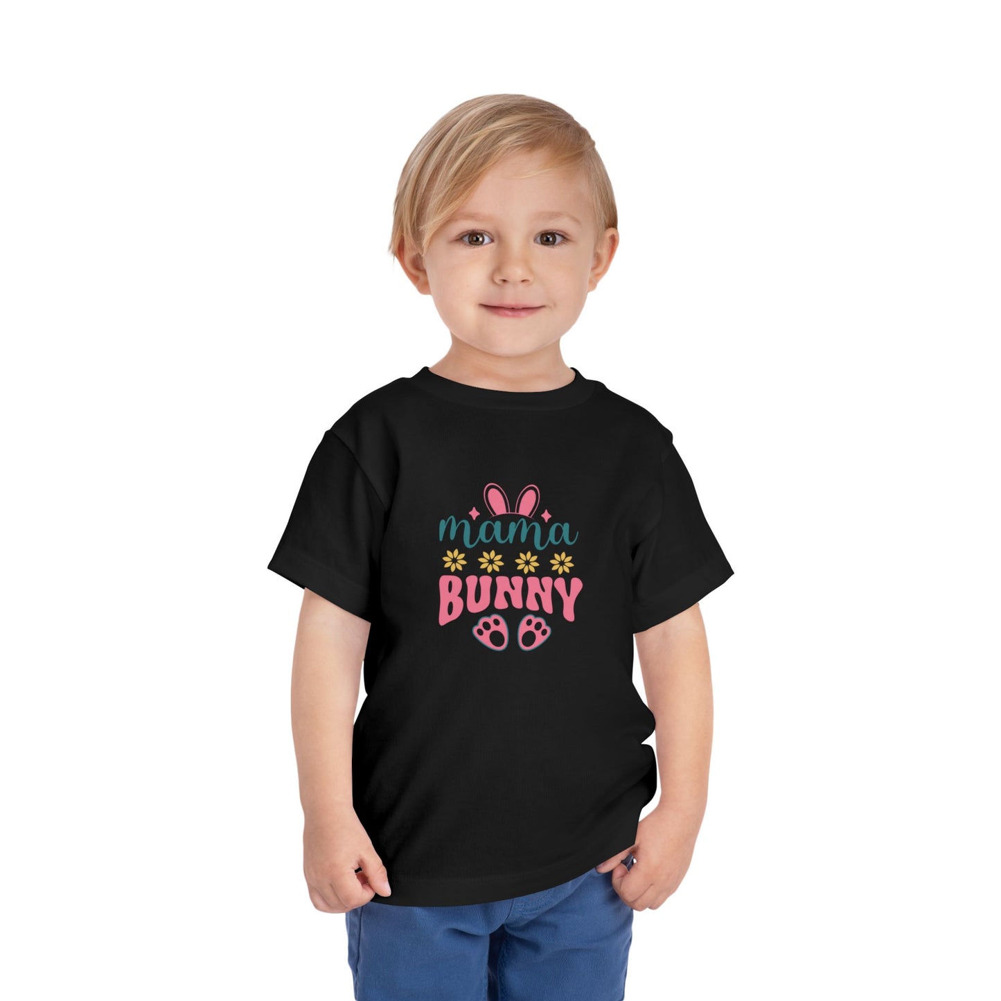 Mama Bunny Toddler Tee – Easter Spring Baby Shirt with Bunny Ears & Paw Print