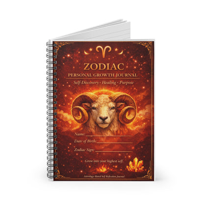 Zodiac Aries Personal Growth Journal — Spiral Notebook for Self-Discovery & Healing