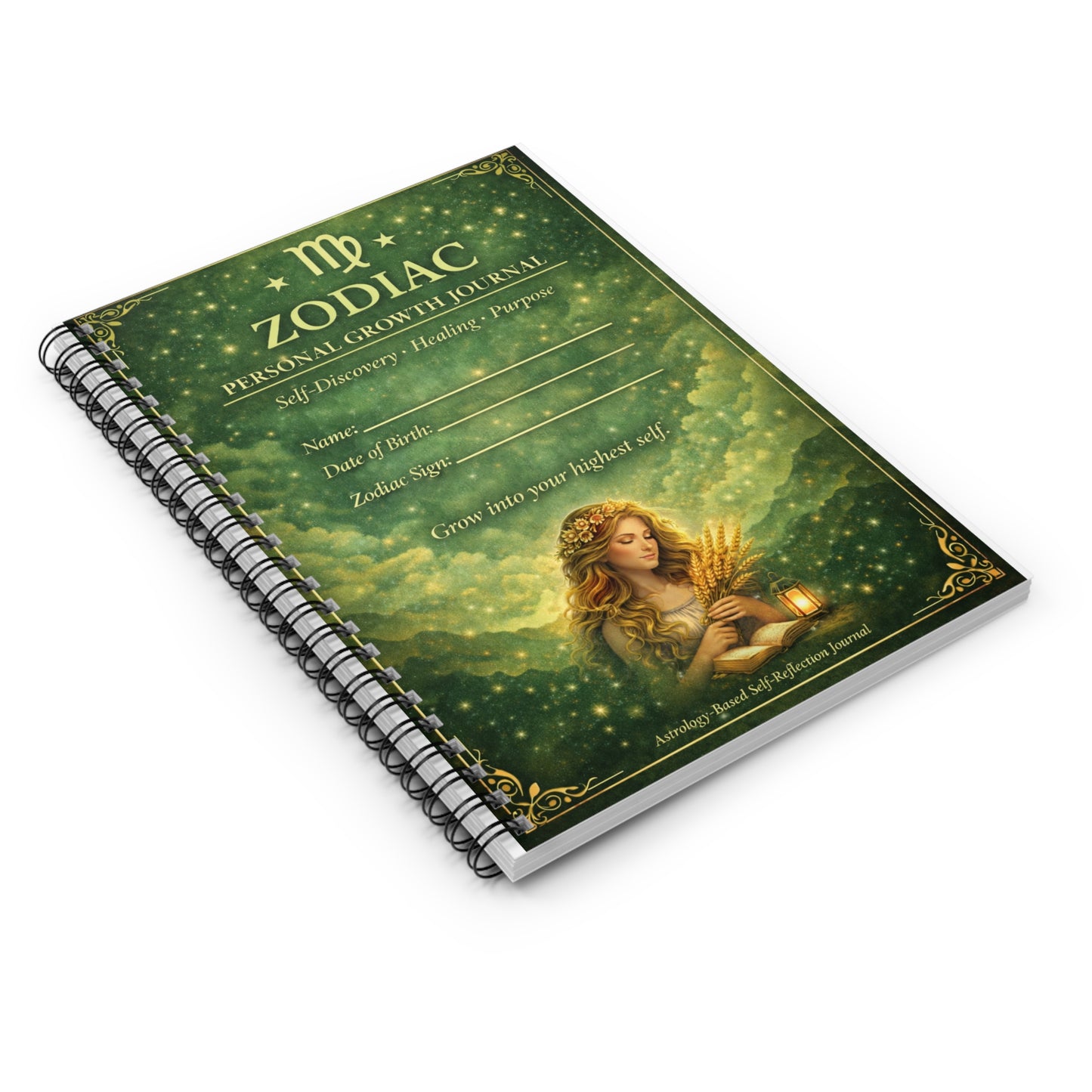 Zodiac Personal Growth Journal — Virgo Astrology Spiral Notebook (Ruled)