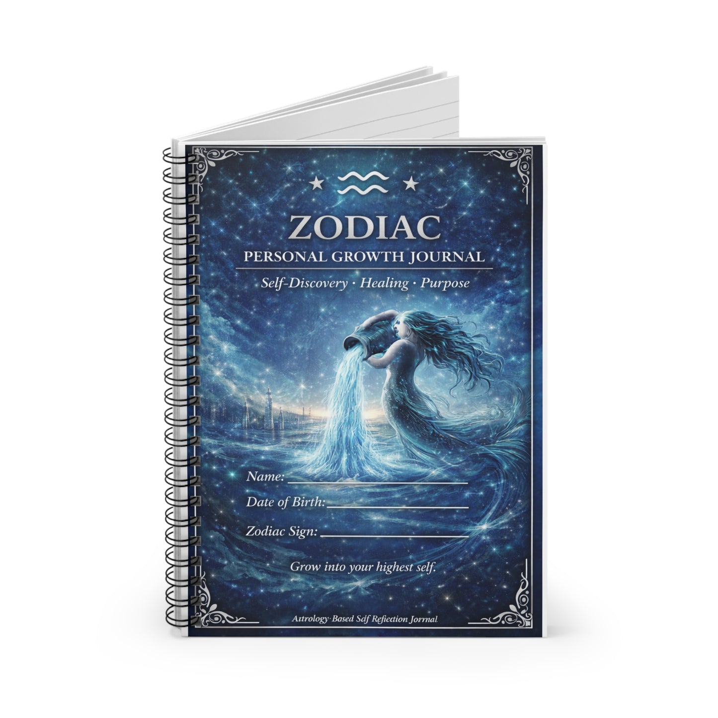 Zodiac Personal Growth Journal — Ruled Spiral Notebook for Self-Discovery & Healing