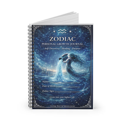 Zodiac Personal Growth Journal — Ruled Spiral Notebook for Self-Discovery & Healing