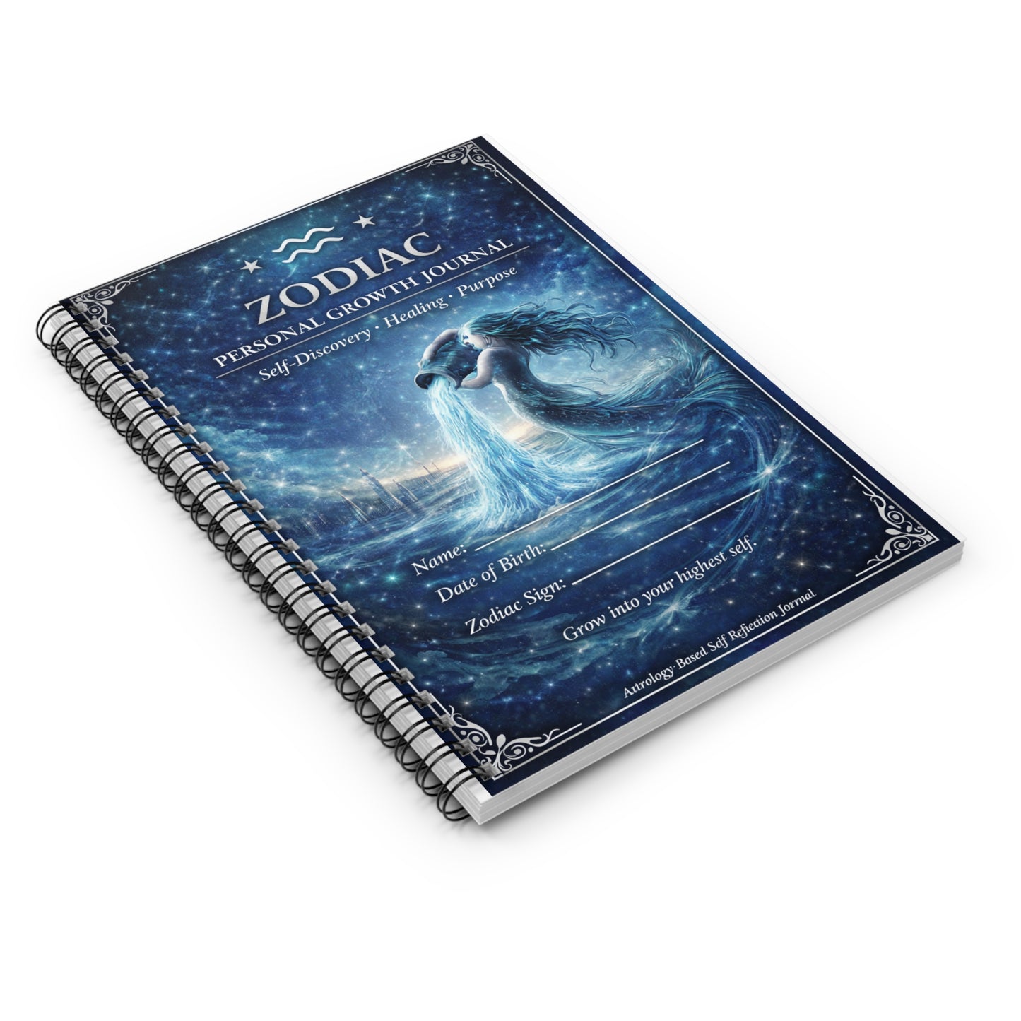 Zodiac Personal Growth Journal — Ruled Spiral Notebook for Self-Discovery & Healing