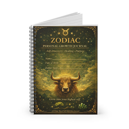 Zodiac Personal Growth Journal — Ruled Spiral Notebook (Cancer Design)