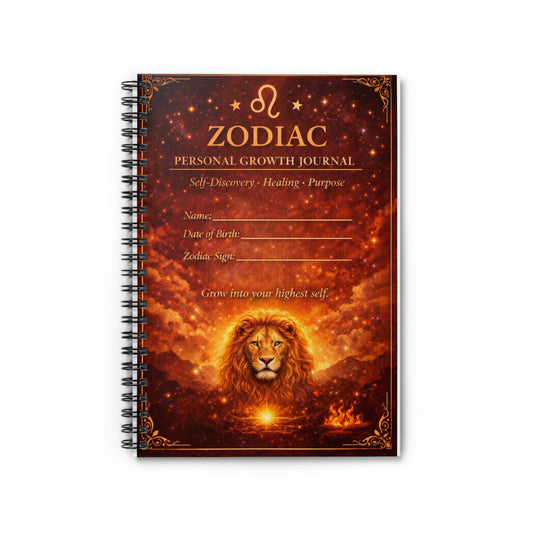 Zodiac Leo Personal Growth Journal — Spiral Ruled Notebook for Self-Discovery & Healing
