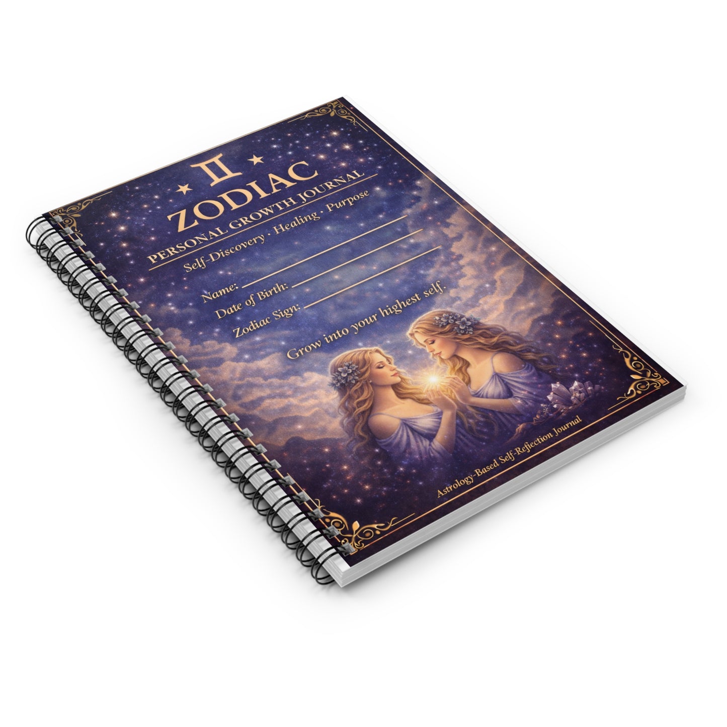 Zodiac Personal Growth Journal — Ruled Spiral Notebook for Self-Discovery & Healing