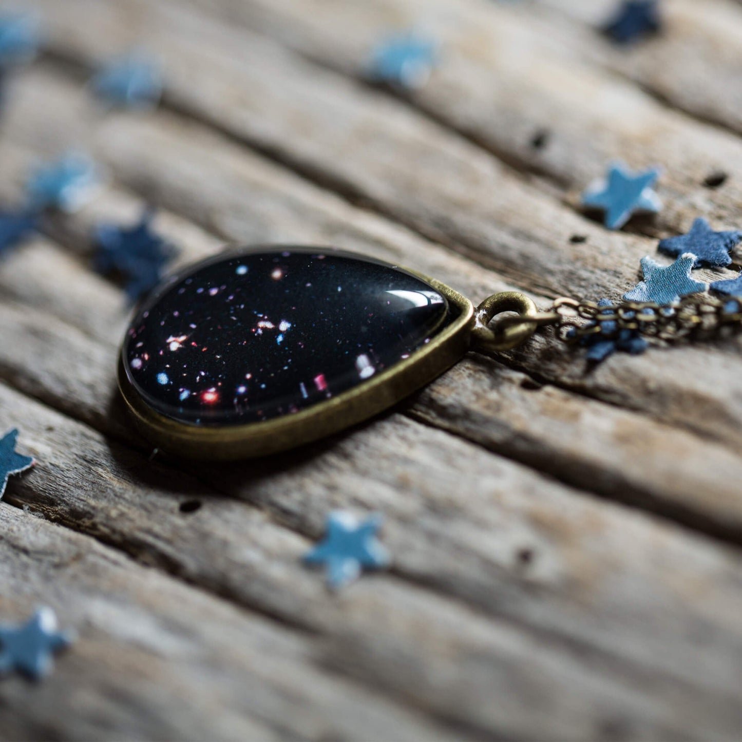 CLEARANCE Hubble Drops in Cosmic Ocean Pendant - Teardrop Necklace