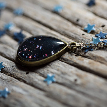 CLEARANCE Hubble Drops in Cosmic Ocean Pendant - Teardrop Necklace