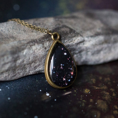 CLEARANCE Hubble Drops in Cosmic Ocean Pendant - Teardrop Necklace