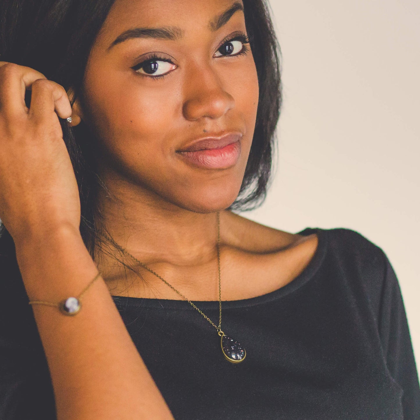 CLEARANCE Hubble Drops in Cosmic Ocean Pendant - Teardrop Necklace